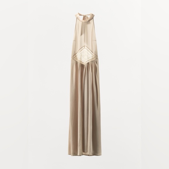 🆕(NWT) ZARA **VIRAL** Embroidered & Sequin Satin Midi/Maxi Dress. Size MEDIUM - Picture 14 of 16